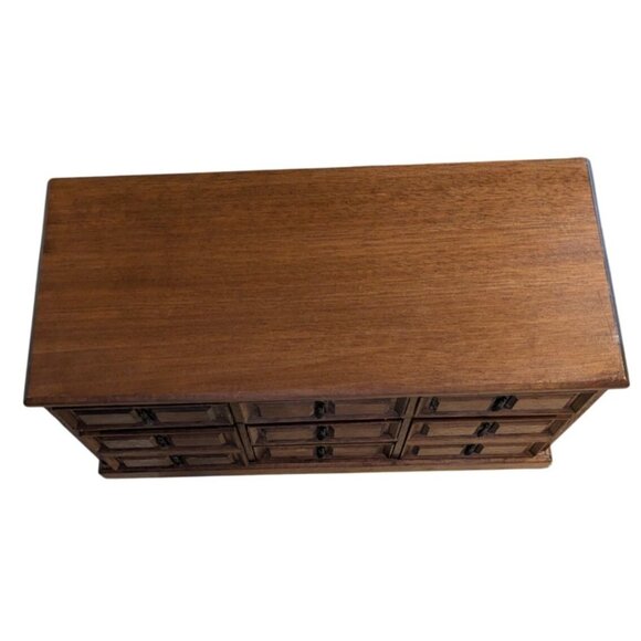 Vintage Mele Wooden Jewelry Box trinket 9 Drawers Lined Japan - Picture 12 of 16